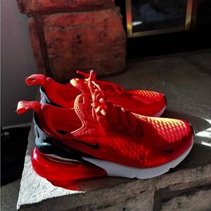 Nike Red and Black Air Max 270s